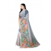 Generic Women's Georgette Floral Printed Saree With Unstitched Blouse 5.5Mtr (Grey)