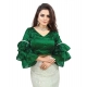 Generic Women's Organza Solid V Neck Layered Ruffle Sleeve Readymade Blouse (Green Free Size , up to 38–40 Bust)-PID65850 Generic Women's Organza Solid V Neck Layered Ruffle Sleeve Readymade Blouse (Green Free Size , up to 38–40 Bust)-PID65850