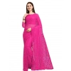 Generic Women's Net Self Design Saree With Unstitched Blouse 5.5Mtr (Rani)