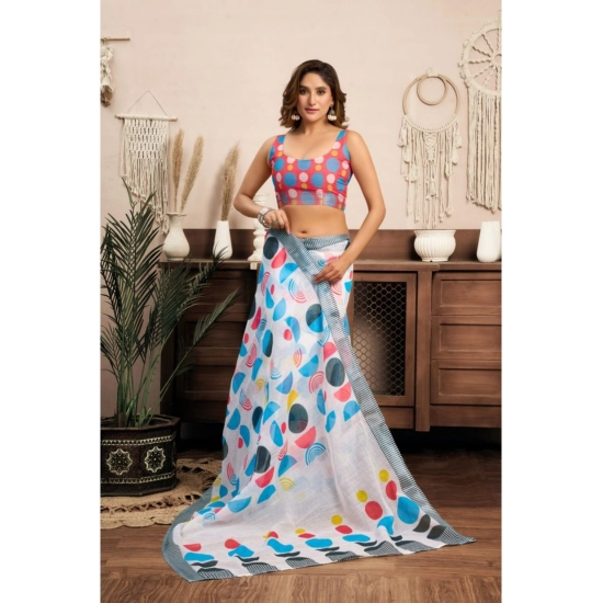 Generic Women's Linen Cotton Printed Ready To Wear Saree With Unstitched Blouse 5.5 Mtr (Multicolor) Generic Women's Linen Cotton Printed Ready To Wear Saree With Unstitched Blouse 5.5 Mtr (Multicolor)