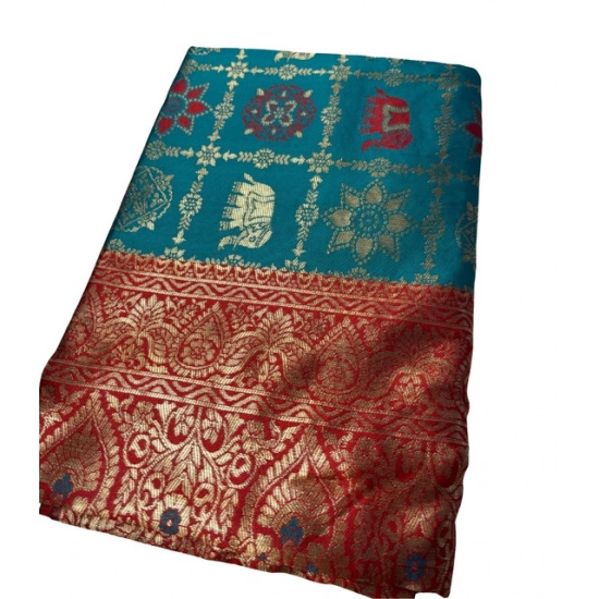 Generic Women's Jacquard Printed Saree With Unstitched Blouse 5.5Mtr (Teal) Generic Women's Jacquard Printed Saree With Unstitched Blouse 5.5Mtr (Teal)