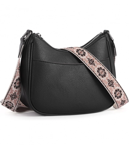 Generic Women's PU Leather Zipper Sling Bag (Black)