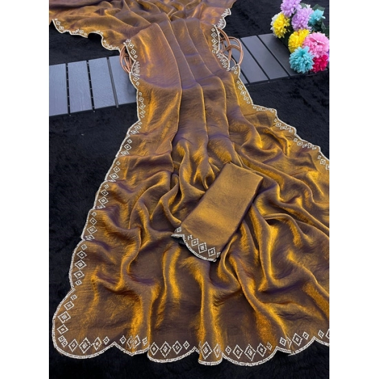 Generic Women's Satin Embellished Saree With Unstitched Blouse 5.5Mtr (Mustard) Generic Women's Satin Embellished Saree With Unstitched Blouse 5.5Mtr (Mustard)
