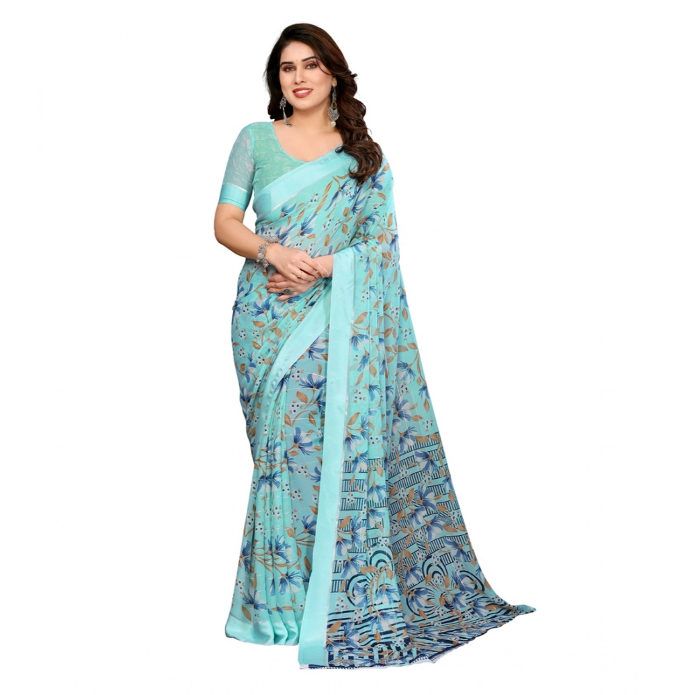 Generic Women's Georgette Printed Saree With Unstitched Blouse 5.5Mtr (Blue) Generic Women's Georgette Printed Saree With Unstitched Blouse 5.5Mtr (Blue)