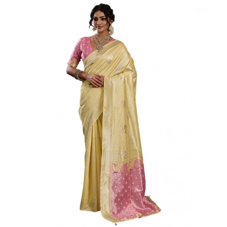 Generic Women's Linen Cotton Printed Saree With Unstitched Blouse 5.5Mtr (Yellow ) Generic Women's Linen Cotton Printed Saree With Unstitched Blouse 5.5Mtr (Yellow )