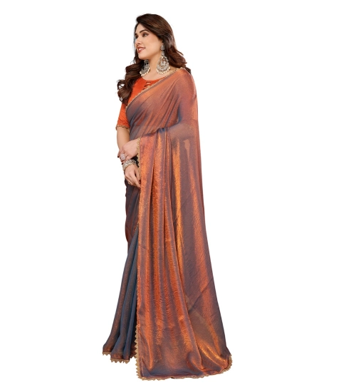 Generic Women's Georgette Printed Saree With Unstitched Blouse 5.5Mtr (Orange)