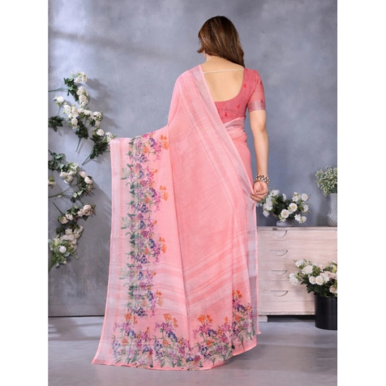 Generic Women's Linen Cotton Printed Saree With Unstitched Blouse 5.5Mtr (Peach) Generic Women's Linen Cotton Printed Saree With Unstitched Blouse 5.5Mtr (Peach)