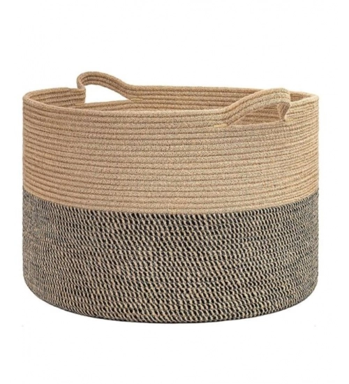Generic Cotton Pack Of_1 16x14 Inch Storage Basket For Clothes With Out Lid (Beige-Beige-Black) Generic Cotton Pack Of_1 16x14 Inch Storage Basket For Clothes With Out Lid (Beige-Beige-Black)