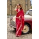Generic Women's Faux Shimmer Geometric Ready to wear Saree With Unstitched Blouse 5.5Mtr (Red) Generic Women's Faux Shimmer Geometric Ready to wear Saree With Unstitched Blouse 5.5Mtr (Red)