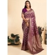 Generic Women's Jacquard Printed Saree With Unstitched Blouse 5.5Mtr (Purple)