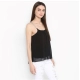 Generic Women's Polyester Embellished Shoulder Straps Top (Black) Generic Women's Polyester Embellished Shoulder Straps Top (Black)