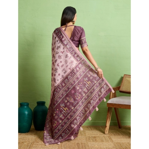 Women's Silk Blend Printed Saree With Unstitched Blouse 5.5Mtr (Grey) Women's Silk Blend Printed Saree With Unstitched Blouse 5.5Mtr (Grey)