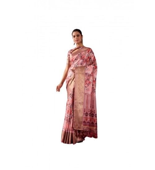 Generic Women's Faux_Silk Woven Saree With Unstitched Blouse 5.5Mtr (Pink)