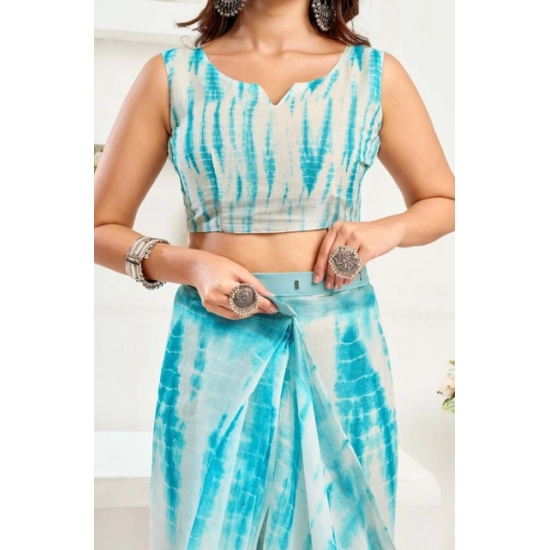 Generic Women's Faux Linen Abstract Print Ready to wear Saree With Unstitched Blouse 5.5Mtr (Multicolor) Generic Women's Faux Linen Abstract Print Ready to wear Saree With Unstitched Blouse 5.5Mtr (Multicolor)