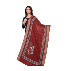 Generic Women's chanderi silk  Printed Dupatta (Maroon, Length: 2 Mtr)