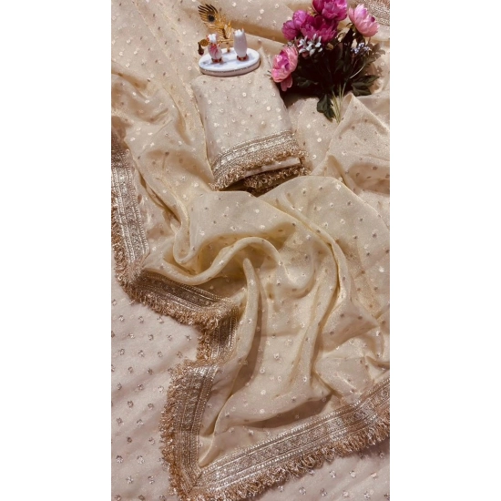 Generic Women's Silk Embellished Saree With Unstitched Blouse 5.5Mtr (Beige) Generic Women's Silk Embellished Saree With Unstitched Blouse 5.5Mtr (Beige)