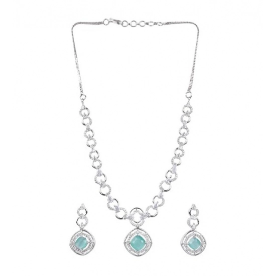 Generic Women's Brass Silver Plated Necklace set (Turquoise) Generic Women's Brass Silver Plated Necklace set (Turquoise)