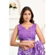 Generic Women's Linen Cotton Printed Ready To Wear Saree With Unstitched Blouse 5.5 Mtr (Purple)