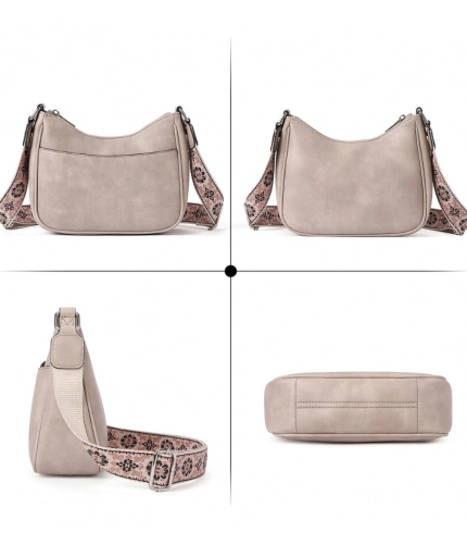 Generic Women's PU Leather Zipper Sling Bag (Beige)