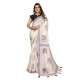 Generic Women's Linen Cotton Printed Saree With Unstitched Blouse 5.5Mtr (Off White)