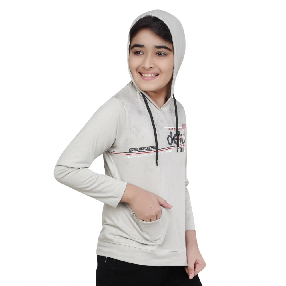 Generic Boy's Cotton Printeded Hooded Neck Hoodies (Grey ) Generic Boy's Cotton Printeded Hooded Neck Hoodies (Grey )
