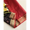 Generic Women's Raw Silk Ikkat Saree With Unstitched Blouse 5.5Mtr (Black)