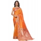 Generic Women's Faux_Banarasi_Silk Woven Saree With Unstitched Blouse 5.5Mtr (Orange)