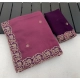 Generic Women's Star Georgette Embroidered Saree With Unstitched Blouse 5.5Mtr (Pink)