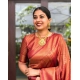 Generic Women's Litchi silk Printed Saree With Unstitched Blouse (Red)
