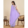 Generic Women's Georgette Printed Saree With Unstitched Blouse 5.5Mtr (Lavender)