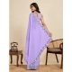 Generic Women's Georgette Printed Saree With Unstitched Blouse 5.5Mtr (Lavender)
