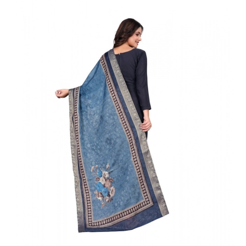 Generic Women's chanderi silk Printed Dupatta (Navy Blue, Length: 2 Mtr) Generic Women's chanderi silk Printed Dupatta (Navy Blue, Length: 2 Mtr)