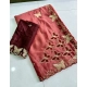 Generic Women's Star Georgette Embellished Saree With Unstitched Blouse 5.5Mtr (Dusty Coral-Maroon)