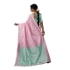 Generic Women's Linen Cotton Printed Saree With Unstitched Blouse 5.5Mtr (Pastel Pink)
