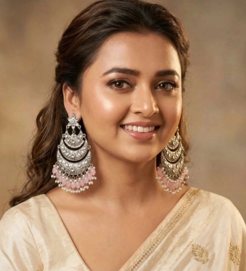 Generic Women's Zinc Alloy Gold Plated Chandbali Earrings (Multicolor)