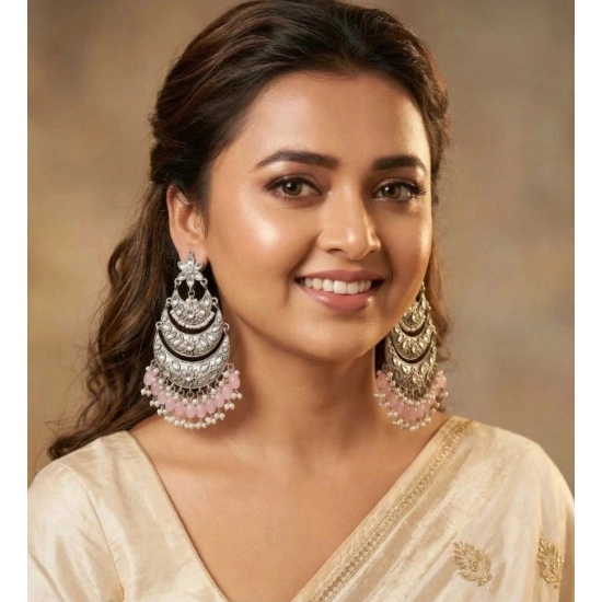 Generic Women's Zinc Alloy Gold Plated Chandbali Earrings (Multicolor) Generic Women's Zinc Alloy Gold Plated Chandbali Earrings (Multicolor)