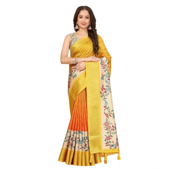Generic Women's Cotton Blend Floral Printed Saree With Unstitched Blouse 5.5Mtr (Lemon Yellow) Generic Women's Cotton Blend Floral Printed Saree With Unstitched Blouse 5.5Mtr (Lemon Yellow)