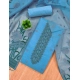 Generic Women's Banarasi Silk Printed Unstitched Salwar Suit Material With Dupatta (SkyBlue, 3Mtrs)
