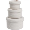 Generic Cotton 3 Pcs Set Roti Box Storage Basket With Lid (White)