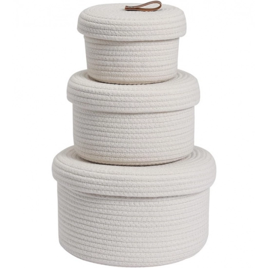 Generic Cotton 3 Pcs Set Roti Box Storage Basket With Lid (White) Generic Cotton 3 Pcs Set Roti Box Storage Basket With Lid (White)