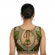 Generic Women's Silk Embroidered V-Neck Sleeveless Readymade Padded Blouse (Mahendi, Size 38)