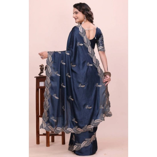 Generic Women's Georgette Embroidered Saree With Unstitched Blouse 5.5Mtr (Navy Blue) Generic Women's Georgette Embroidered Saree With Unstitched Blouse 5.5Mtr (Navy Blue)