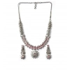 Generic Women's Brass Silver Plated Necklace set (Pink)