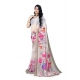 Generic Women's Georgette Floral Printed Saree With Unstitched Blouse 5.5Mtr (Beige)