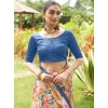 Generic Women's Faux_Tussar Kalamkari_Print Saree With Unstitched Blouse 5.5Mtr (Blue)