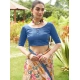 Generic Women's Faux_Tussar Kalamkari_Print Saree With Unstitched Blouse 5.5Mtr (Blue) Generic Women's Faux_Tussar Kalamkari_Print Saree With Unstitched Blouse 5.5Mtr (Blue)
