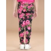 Generic Girl's Cotton Lycra Floral Elasticated Jeggings (Black-Pink) Generic Girl's Cotton Lycra Floral Elasticated Jeggings (Black-Pink)