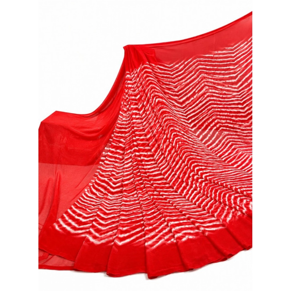 Generic Women's Georgette Printed Saree With Unstitched Blouse 5.5Mtr (Red)