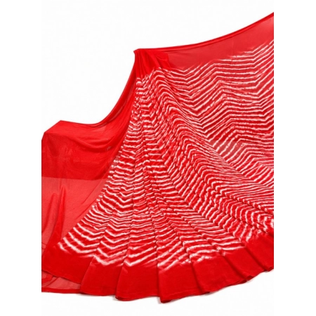 Generic Women's Georgette Printed Saree With Unstitched Blouse 5.5Mtr (Red)