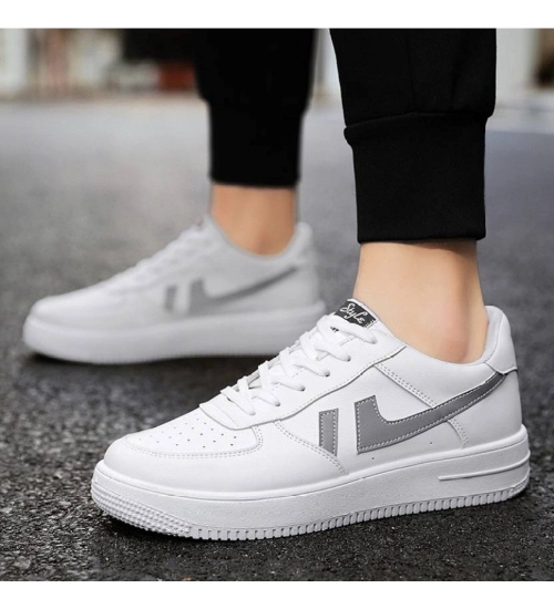 Generic Men's Casual Synthetic Lace-ups Casual Shoes (White)